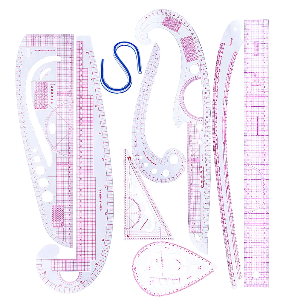 

9Pcs/Set Sew French Curve Metric Ruler Sewing Pattern Measure Tool for Tailor Dressmaking Craft