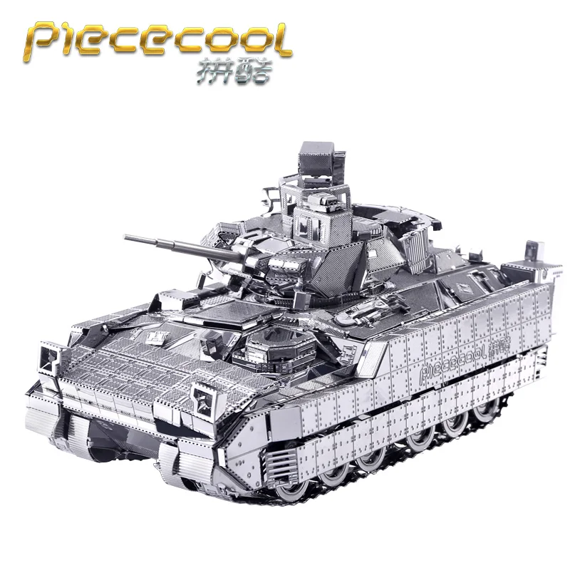 Piececool M2A3 Bradley IFV Танк 3D металлическая головоломка DIY 3D лазерная резка мини-Лобзики Военная имитационная модель детские игрушки Настольный орнамент