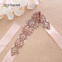 Стразы свадебный пояс Кушак ручная вышивка стразами пояс невесты розовое золото Лента Свадебная со стразами для свадебной вечеринки платья J186RG