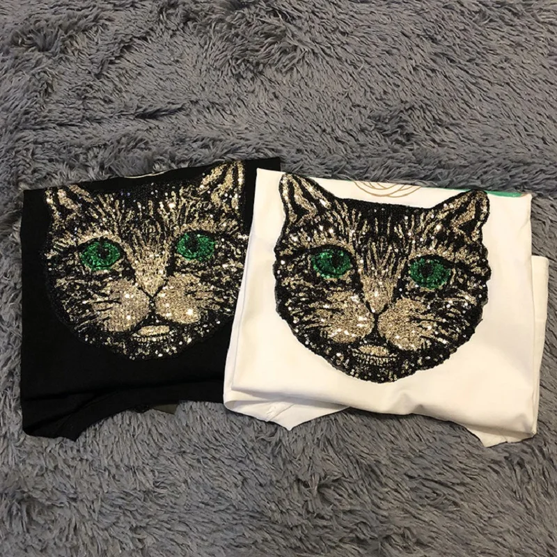

Summer Harajuku Women Luxury Cartoon Sequins T-shirt Clothes Runway Female T-Shirt Korean Style Streetwear T-Shirt Tops Clothing