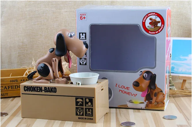 Transporte da Gota Filhote de Cachorro com Fome Presente para o Miúdo Caixa de Poupança de Dinheiro Comer Mealheiro Moneybox Cão 4 fome comer cão mealheiro presente para o