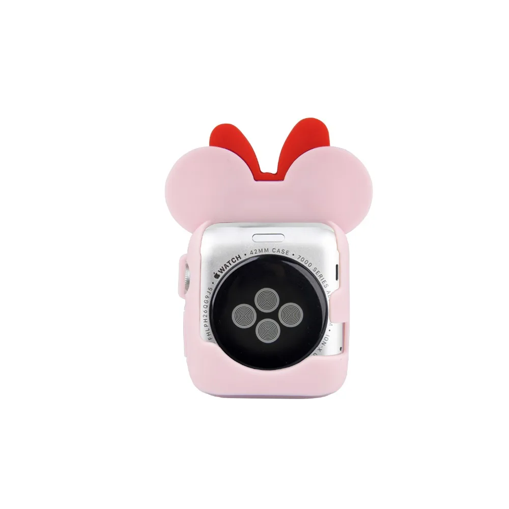 Soft Silicone TPU Protective Case Minnie Mouse Ears for Apple Watch case 42/38mm Compatible for iWatch Series 4/3/2/1 40/44mm