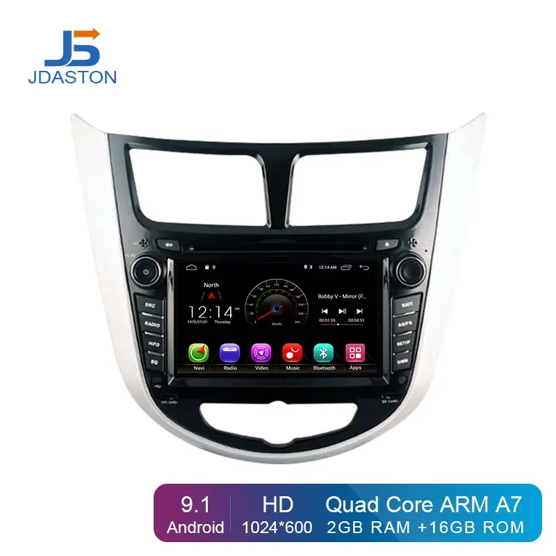 

JDASTON Android 9.1 Car DVD Player For Hyundai Solaris Verna Accent Multimedia GPS Navi 2 Din Car Radio Audio Stereo WIFI RDS SD