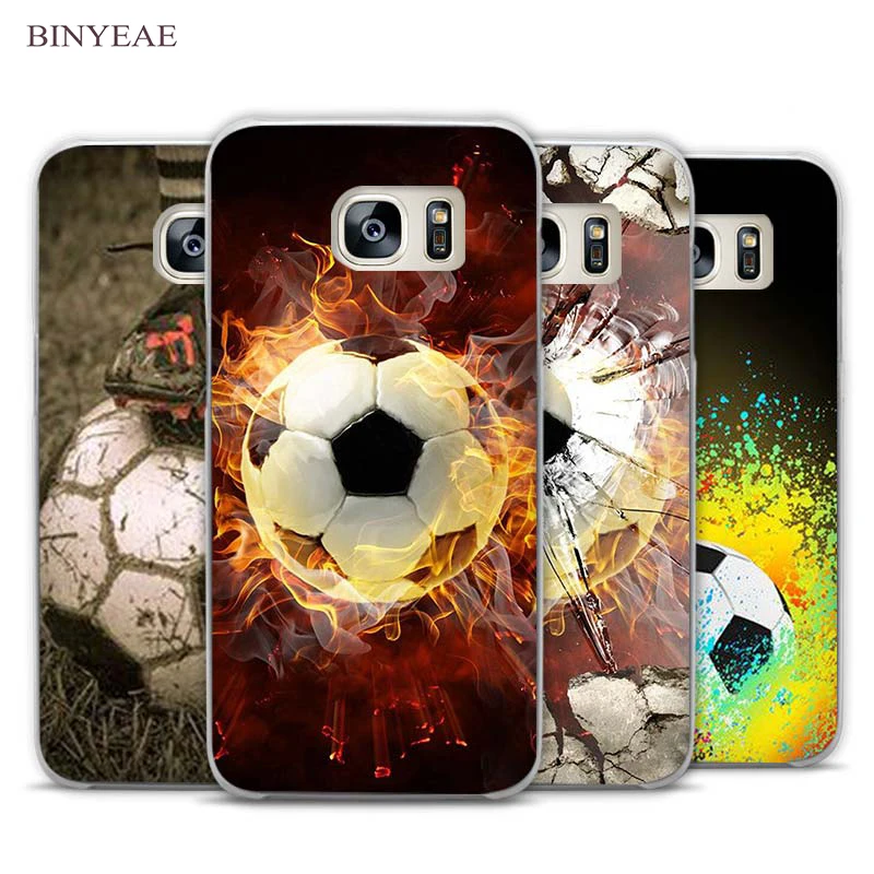 

BINYEAE Fire Football Soccer Ball Clear Phone Case Cover for Samsung Galaxy Note 2 3 4 5 7 S3 S4 S5 Mini S6 S7 S8 Edge Plus