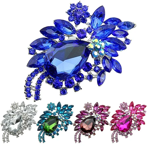 

Hot! Women Teardrop Flower Rhinestone Brooch Pin Broach Banquet Badge Breastpin