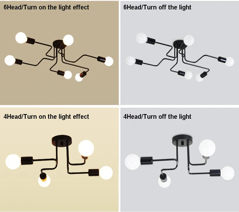Винтажная Потолочная люстра для освещения дома светильник несколько стержней кованый железный потолочный светильник E27 лампы Гостиная Lamparas De Techo