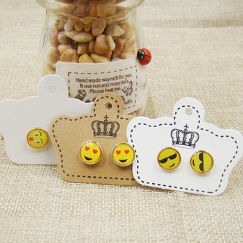 

500 pcs Crown Shape Craft/white/blank Cardboard Earring Card,Earring Display Card,Jewelry Display Card,5.1cm*4cm With holes