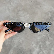 Кошачий глаз, стразы, солнцезащитные очки для женщин, маленькие треугольные очки, Ретро стиль, кошачий глаз, солнцезащитные очки для женщин, UV400 очки, подарки