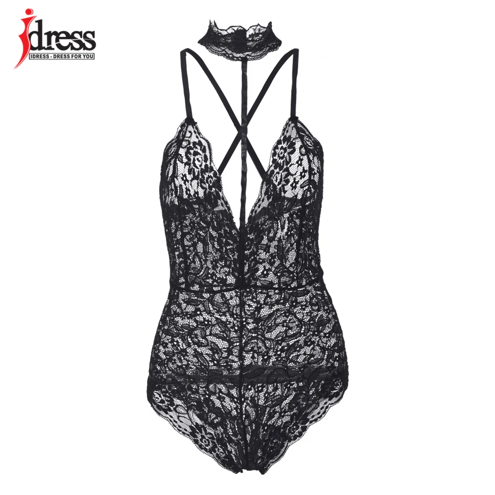 Sexy Women Lace Bodysuit 2017 Summer Crochet See Through Straps Deep V Neck Halter Bodycon Jumpsuit Backless Bandage Bodysuits (4)