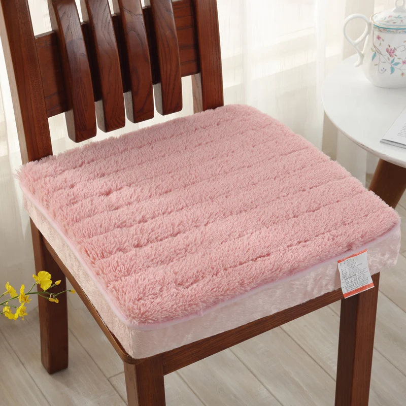 Warm Plush Fabric Chair Cushion Mat For Winter Multi Colors Solid Seat Pad Thicken Cushions Kitchen Home Decor | Дом и сад