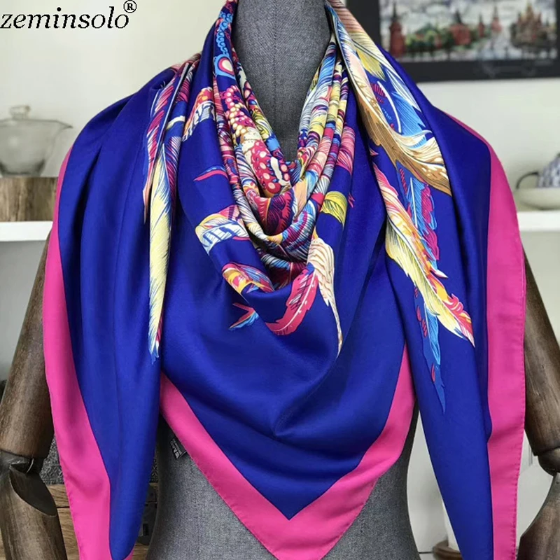 Poncho Silk Scarf Women Luxury Brand Foulard Hijab Square Scarves Fashion Printed Wraps Bandana Large Shawls Stoles 130*130cm