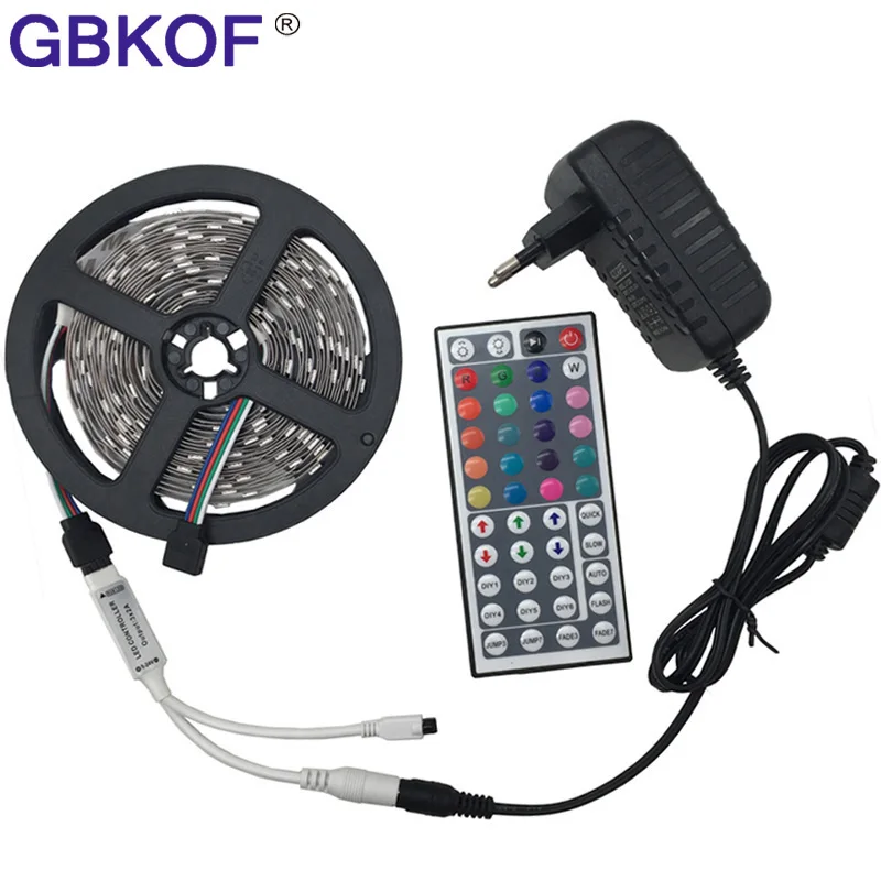 

RGB led strip Light 10M 5M 5050 2835 non waterproof led light 10M flexible rgb diode led tape set+Remote Control+DC 12V Power