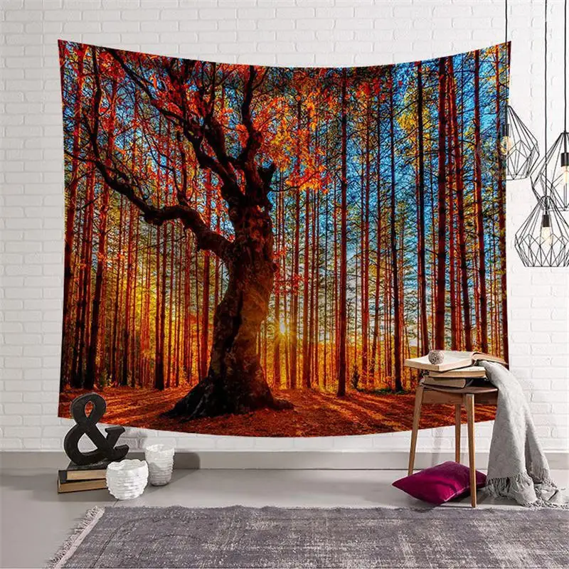 

Nodic Forest Tapestry Wall Hanging Carpet Throw Blanket Yoga Mat Bohemian Beach Towel for Home Livingroom Bedroom Decoration