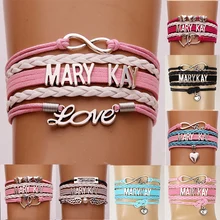 10 шт./партия) Бесконечная любовь MARY KAY Подвеска для браслета в форме сердца кожаный браслет-шнурок браслеты и браслеты для женщин и мужчин ювелирные изделия 6 цветов