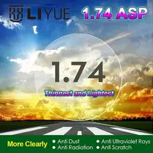 Высокий индекс линзы 1,74 линзы Асферические близорукость астигматизм рецептурные линзы прозрачные линзы CR39 оптическая линза hmc emi