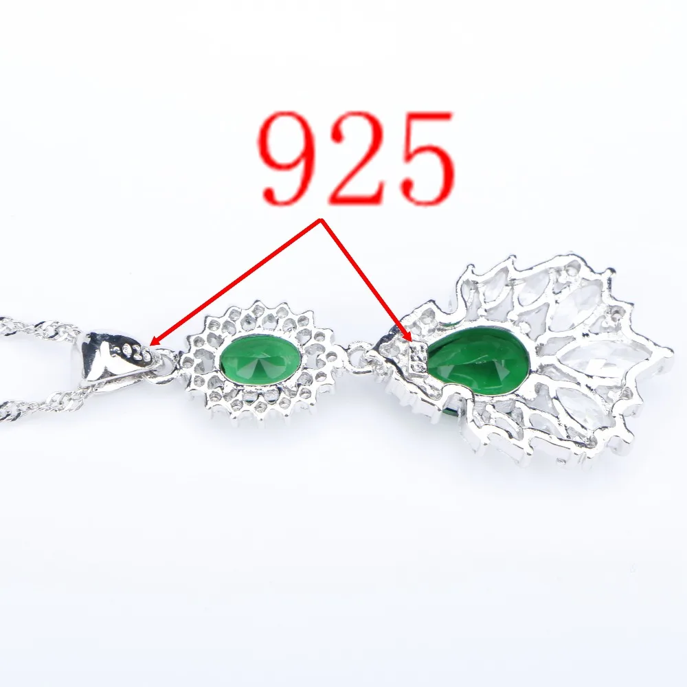 2018 Серебро 925 Свадебные Женские Ювелирные наборы зеленый циркон амулеты Браслеты