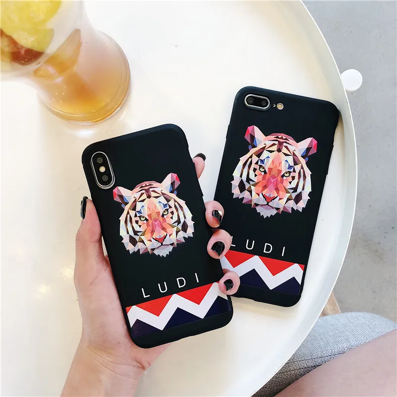 Luxury Tiger Geometric Cute Eyes Design Demons Phone Case for iPhone 7 Case Soft Back Cover for iPhone X XR XS MAX 6 6S 7 8 Plus10