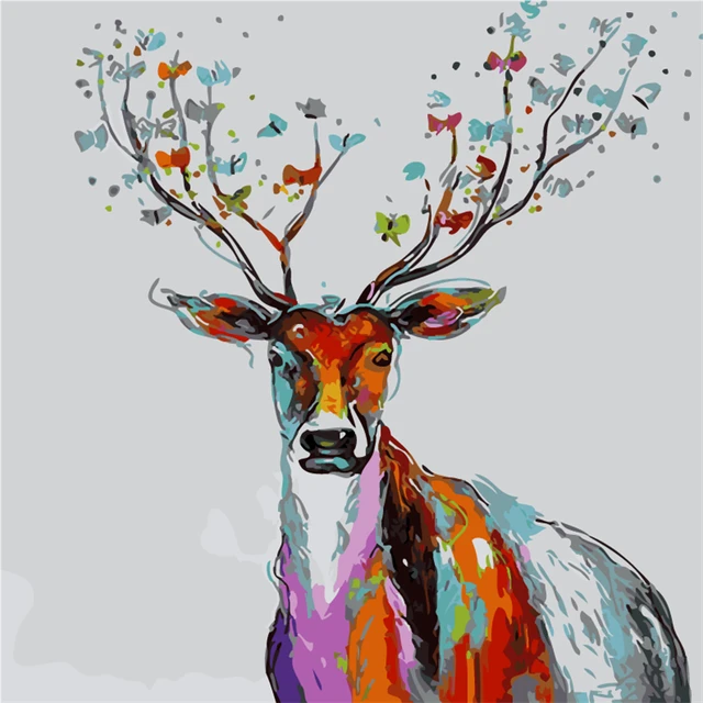 frameless the color deer 2 animal painting by numbers kits coloring oil painting on canvas drawing - Reindeer Images 2 frameless the color deer 2 animal painting by numbers kits coloring oil painting on canvas drawing - Reindeer Images 2