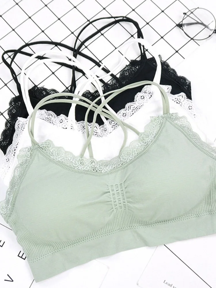 

Women One Piece Push Up Bra Sexy Seamless Lingerie Girls Top Bras Chest Padded Small Straps Bras Women Wire Free Cozy Underwear