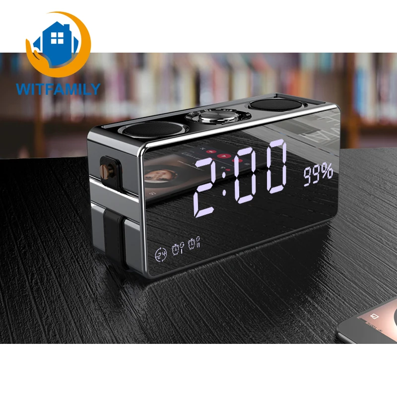 

LED HD Digital Display Desktop Clock Multifunction 2.1 Channel 3 Subwoofer Bluetooth Wireless FM Radio Alarm Clock Phone Sound