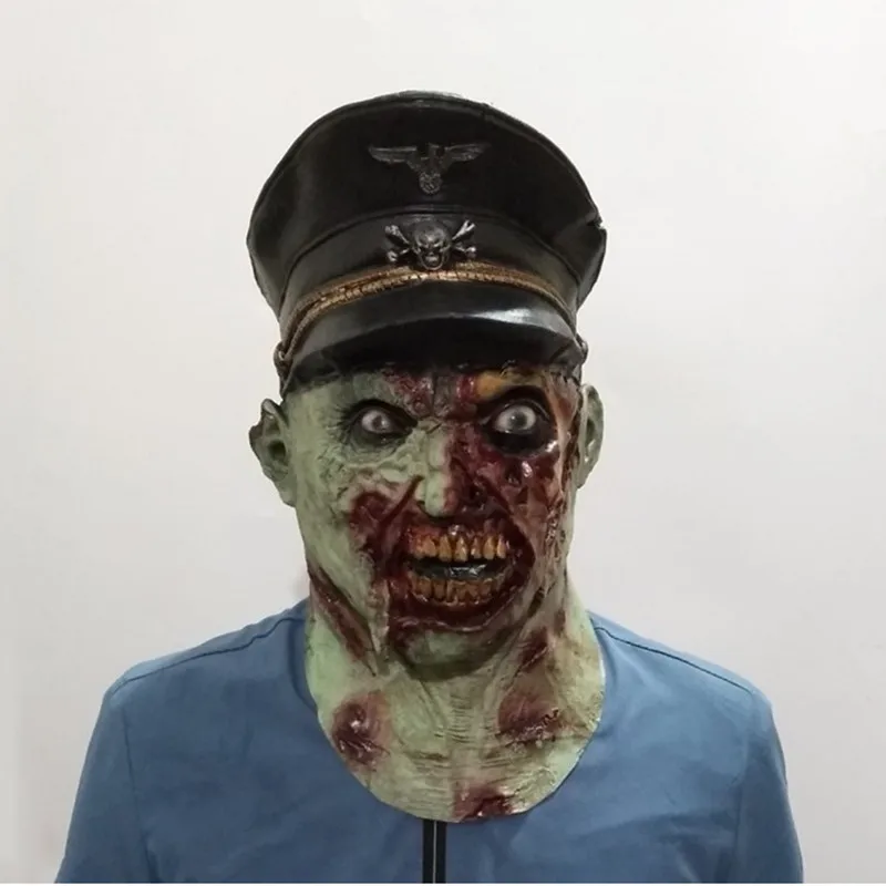 

Deluxe Captain Zombie Soldier Latex Mask Mens HALLOWEEN Horror Costume SCARY