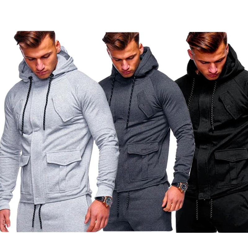 HuLooXuJi мужские спортивные толстовки одноцветные Осенние повседневные с капюшоном