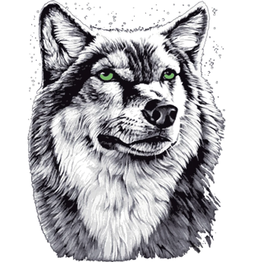 

2 size grey wolf Patches Heat Transfer Iron On Patch A-level Washable Clothes Stickers Easy Print Irons