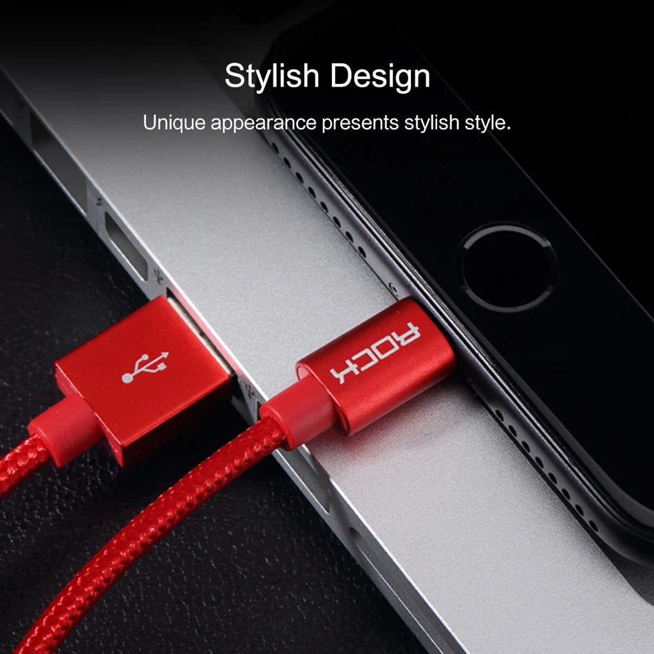 ROCK 2.4A металлический USB кабель для iPhone 5 SE 6 6s 7 8 plus X XS XR XS MAX 8 7 iPad нейлоновая оплетка волокна Быстрая зарядка для iPhone кабель