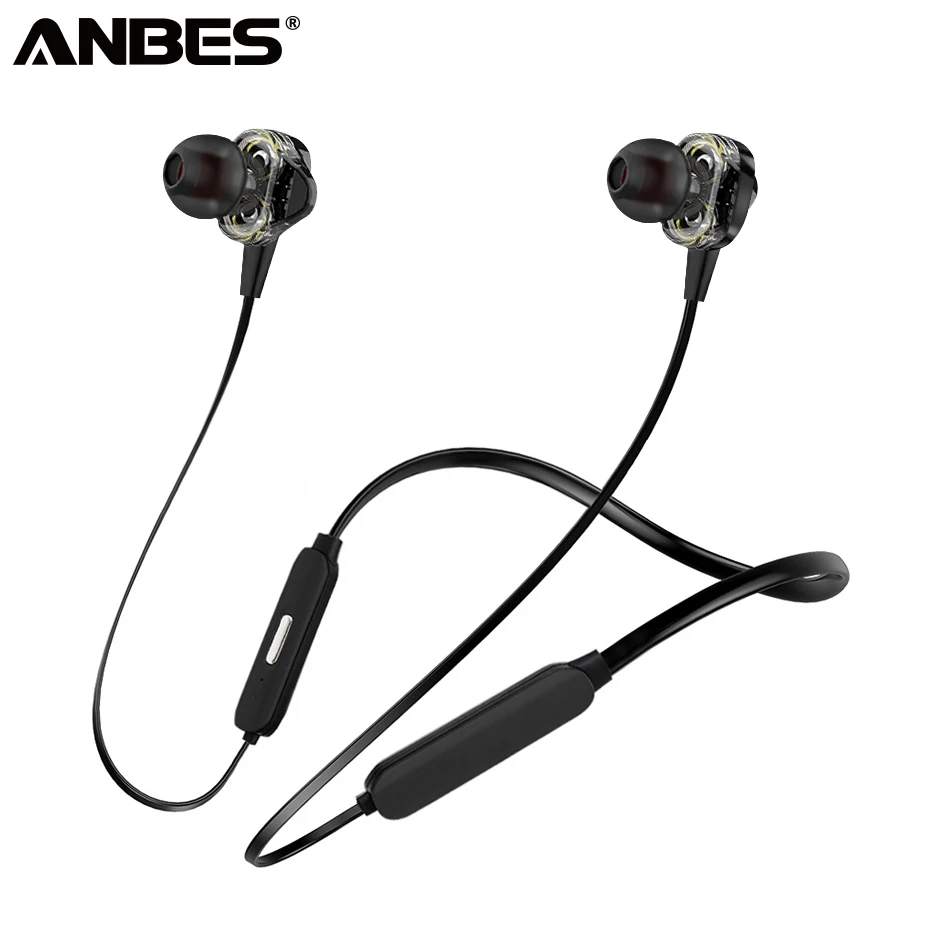 

ANBES Double Unit Drive Bluetooth Headphone In Ear Earphone Bass Sound Earphone for phone mp3 Sport Headset Earbud auriculares