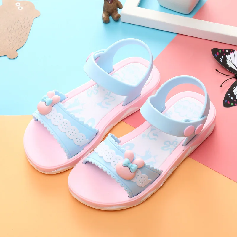 

2019 new children's sandals summer jelly shoes fashion princess sandals student girls flat sandals beach shoes waterproof