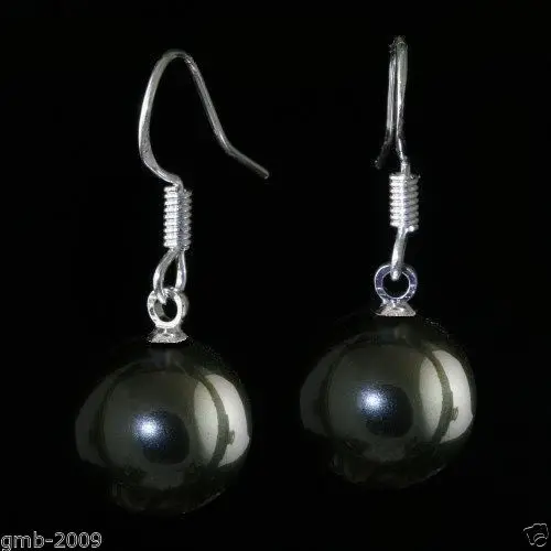 

Hot sale new Style >>>>10mm Genuine Round South Sea Shell Pearl 925 Sterling Silver Dangle Earrings