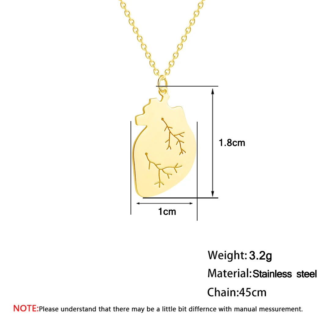 Ожерелье с человеческим сердцем, Золотое ювелирное изделие, анатомическая подвеска в арабском стиле, ожерелье для больницы, подарок для доктора медсестры