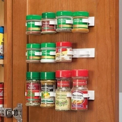 Special Offers New 20 Cabinet Door Spice Clips Spice Clips Organizer Rack Store Spice Gripper Clip Strips Kitchen Cans Storage Shelf BS