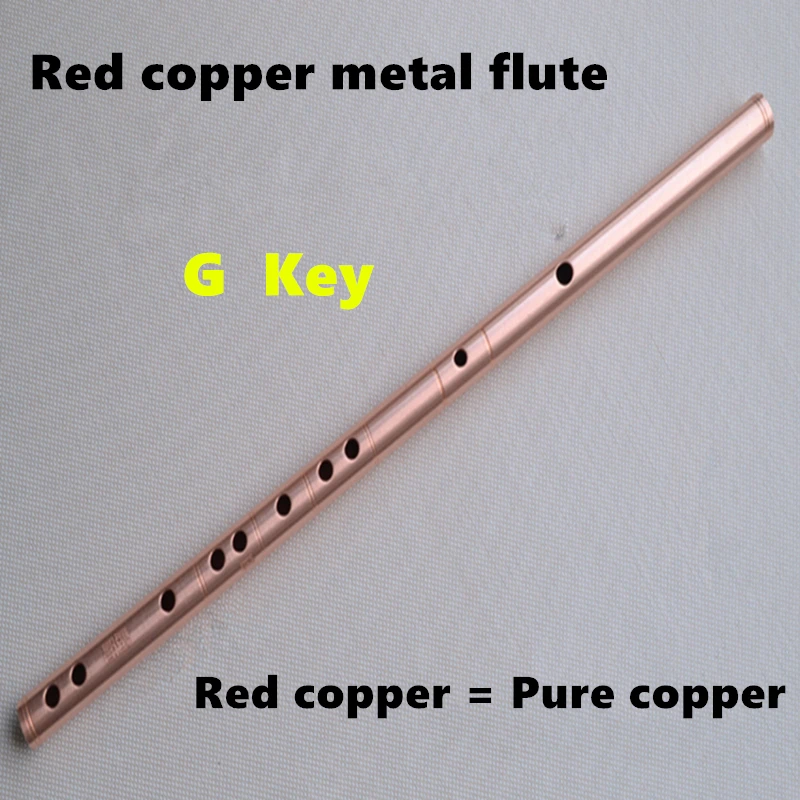 Chinese Flute Red Copper Metal Flute Dizi C  DE F G KEY Metal Flauta Transverse Flute Musical Instruments Self-defense Weapon
