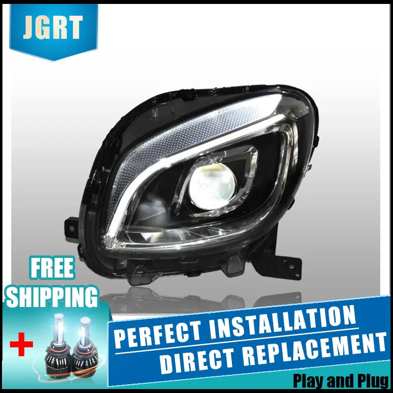 2PCS LED Headlights For Benz smart 2015-2018 Car Led Lights Double Xenon Lens Accessories Daytime Running Fog | Автомобили и