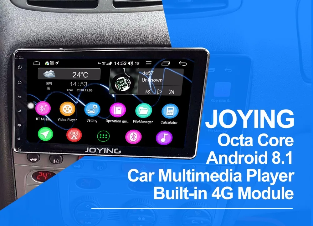 Cheap JOYING Android 8.1 car radio 1 din stereo head unit Octa Core 8"HD Screen 4GB ram 64GB ROM support 4G DSP Split Screen SWC audio 9