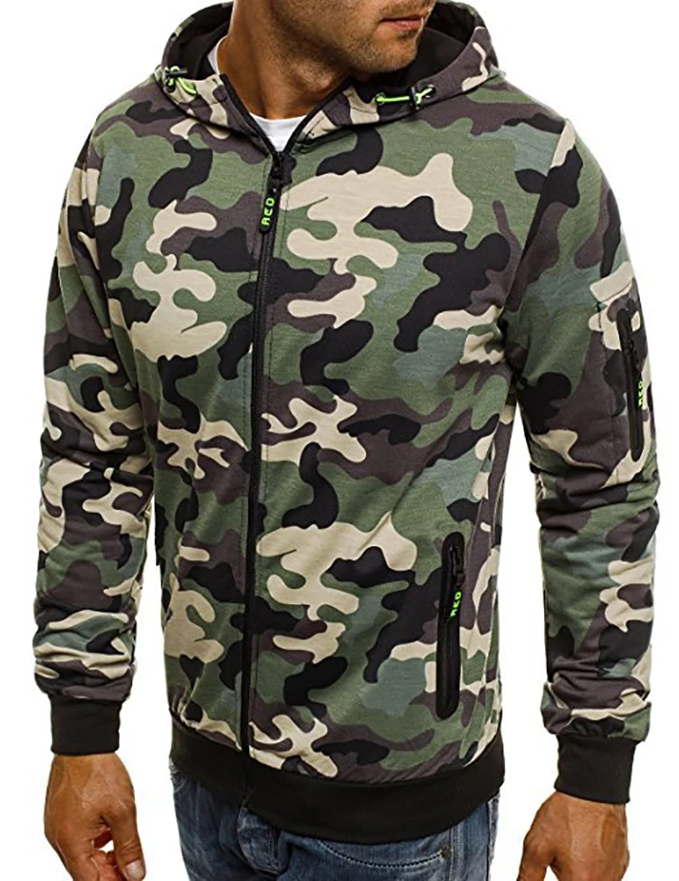 Camouflage Hoodies Men New Sweatshirt Male camo Hoody Hip Hop Autumn Fleece Military Cardigan Hoodie Plus Size XXXL