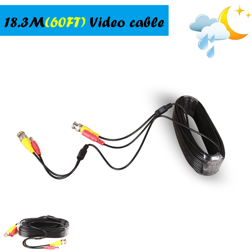 Кабель BNC 60ft power video Plug and Play Кабель для системы видеонаблюдения