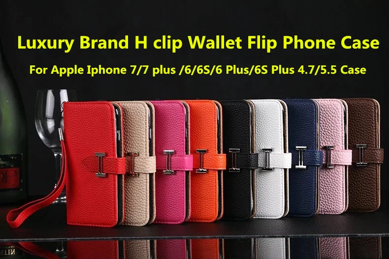 

Phone Case For IPhone 7/7 Plus Case Luxury brand H clip flip wallet PU leather Cover for iphone 6S 6S Plus 7 7plus coques