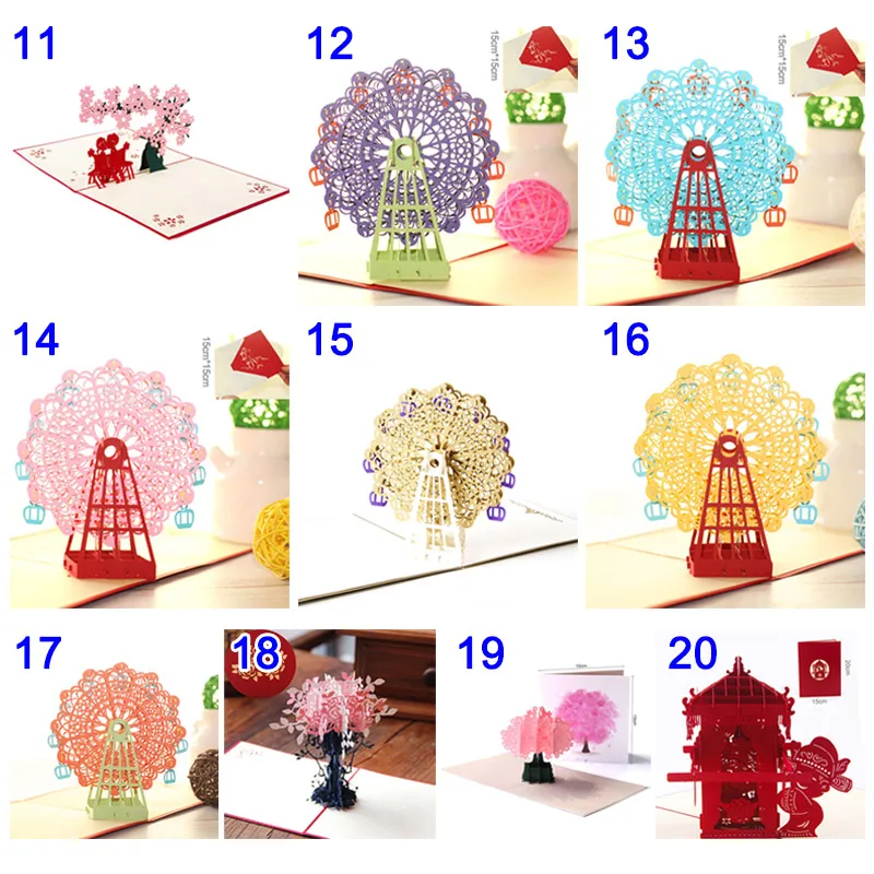  Handmade Birthday Greeting Card 3D Invitation Card for Birthday Wedding Party 66CY - 33058406954