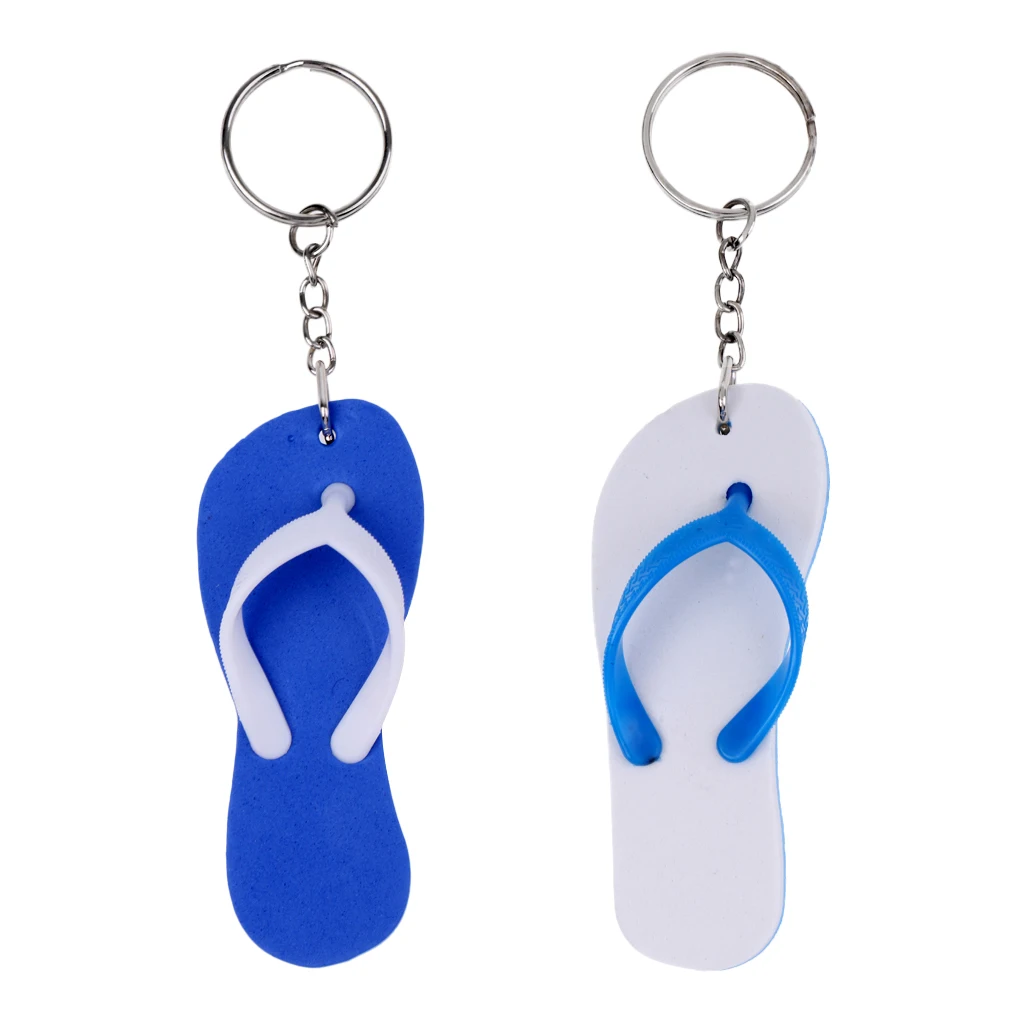 2Pcs Boat Marine Outboard Floating Key Ring Foam Key Chain Water Buoyant Keychain for Kayak Fishing - Flip Flops Slipper