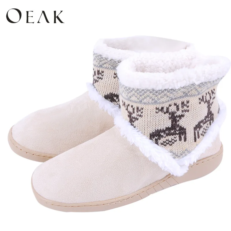 

Oeak Women Home Soft Boots Shoes Winter Warm Boots Indoor Cute Deer Shape Snow Boots 2018 New Fashion