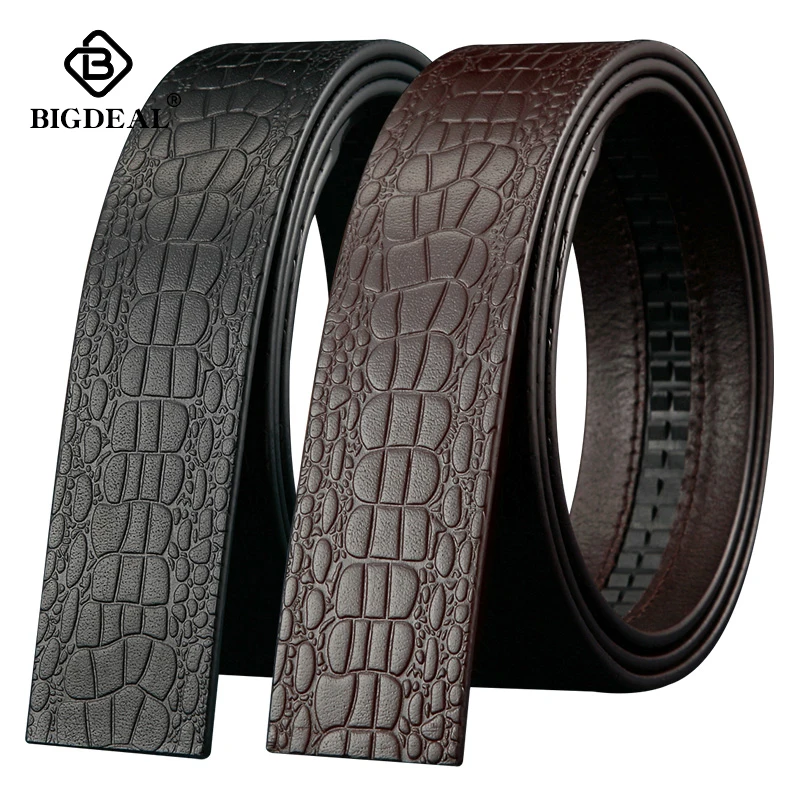 BIGDEAL Brand No Buckle 3.5cm Wide Genuine Leather Automatic Belt Body Strap Without Buckle Belts Men Good Quality Male Belts