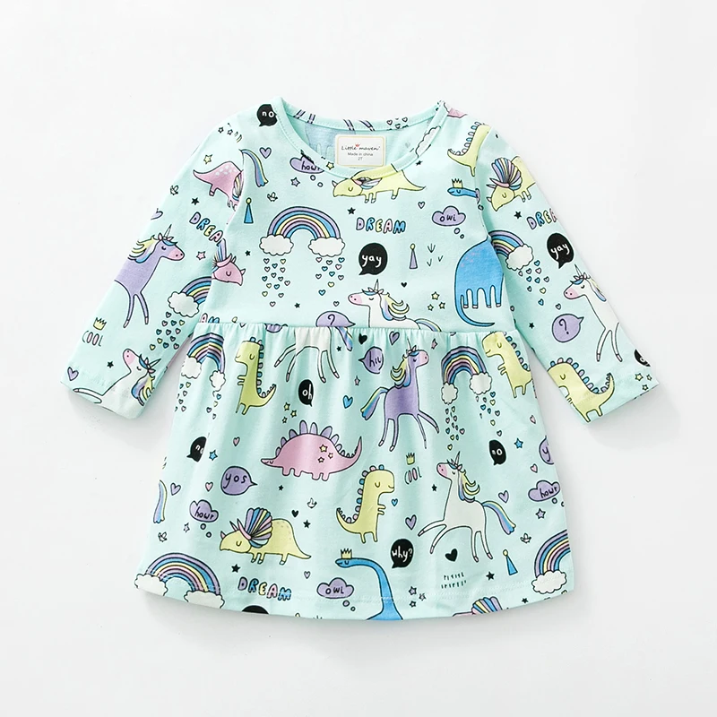 

Baby girl dress,Cartoon Printed Dreamland Animal long-sleeved dress,cotton kids casual clothes,new children clothing(2-7 Yrs)