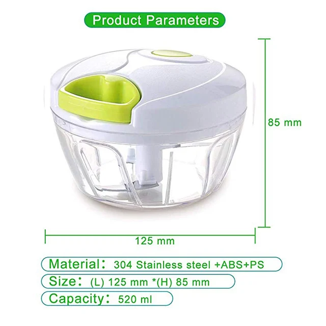 Manual Food Chopper Processor for Onion Garlic Lettuce Tomato, Hand