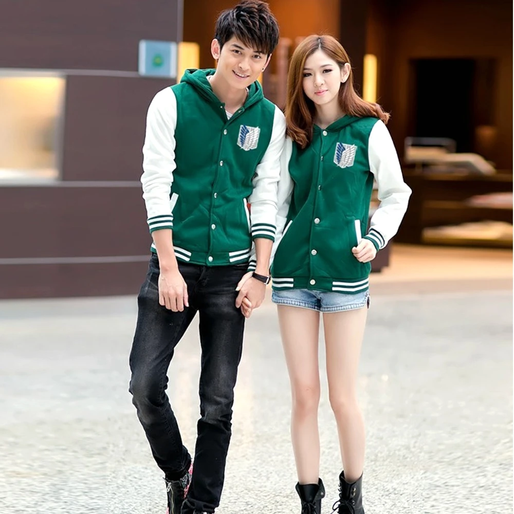 

Anime Shingeki No Kyojin Attack On Titan Cosplay jacket Men Women Button casual hoodies Hooded Sweatshirt Coats for couples