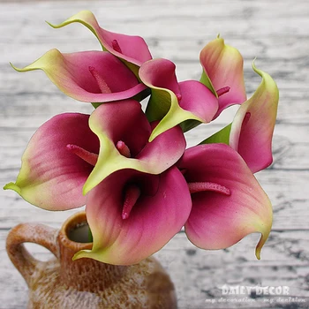 

9pcs /combo ! 100% HI-Q real touch felt Calla Lily bouquet high simulation small artificial Calla lily flowers decorative Callas