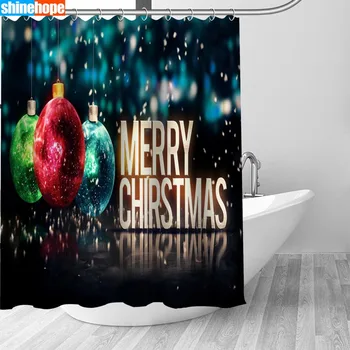 

Big Sale New Custom Merry Christmas Modern Shower Curtain with Hooks bathroom Waterproof Polyester Fabric