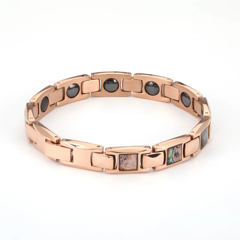 Balance Energy Magnetic jewelry Bangles Natural shell rose gold color Bio Health Care Therapy Bracelets for women (1)