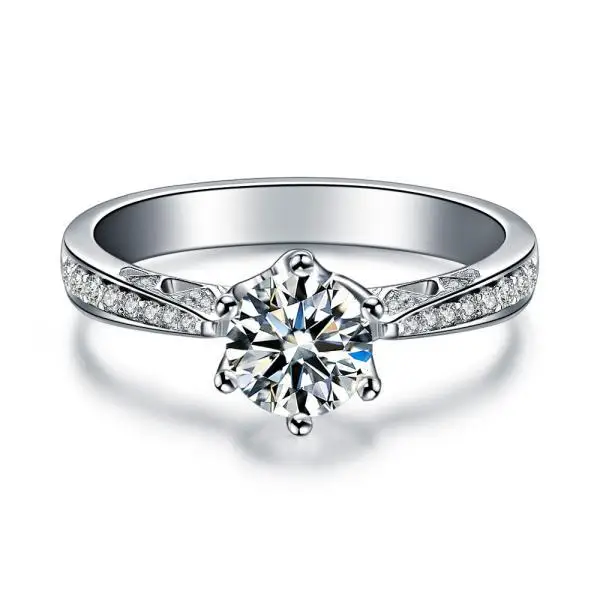 0.45CT SI/F G Diamond Engagement Rings Women GVBORI 18K White Gold